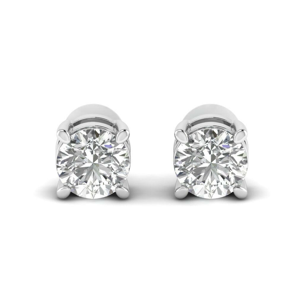 14K Gold Studded Tw 2.6 Carat E Color VS1 Clarity Lab Grown Diamond Studs.